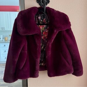 Nanette Lepore Rich Purple Faux Fur Jacket